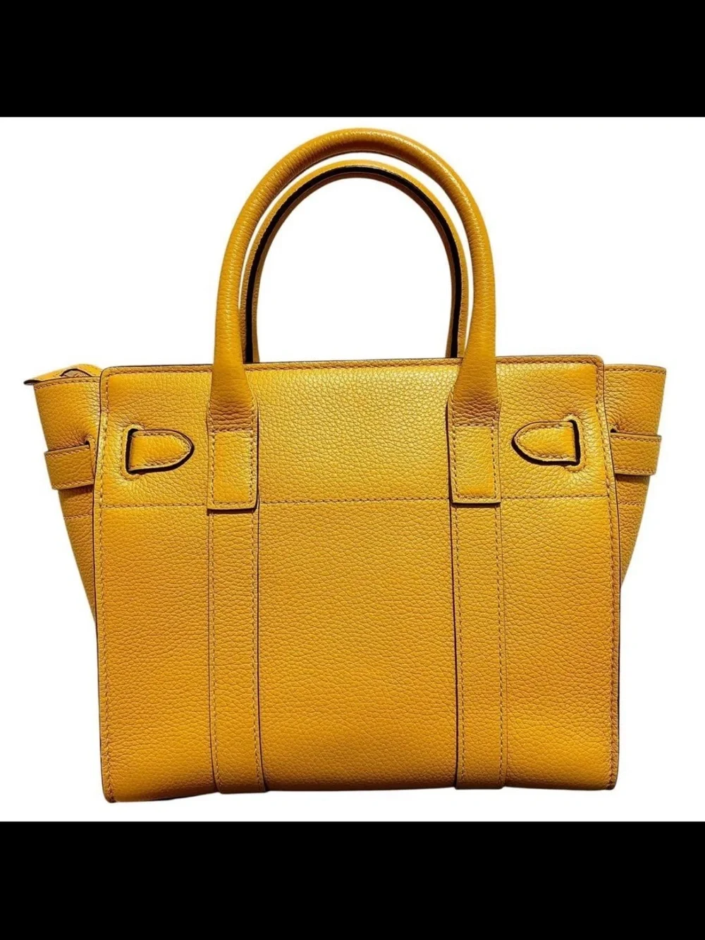 Mulberry Yellow Leather Satchel with Belt-Style Front